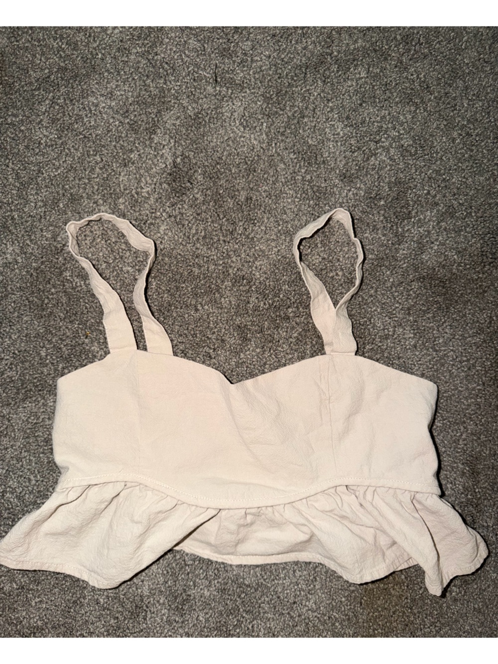 SHEIN Cream Ruffle Hem Top